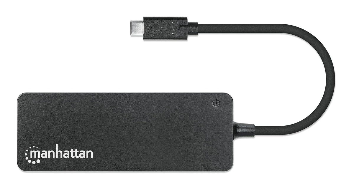 Manhattan 168410 Hub USB-C con 7 Puertos USB-A 3.2, Transferencia Rápida de 5 Gbps, Alimentación por Bus, Transferencia de Datos a 5 Gbps, Diseño Compacto, Negro