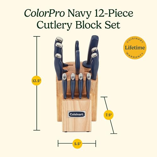 Cuisinart Color Pro Collection Juego Cuchillos con Bloque C77SSN-12P | Rojo, 12 piezas, acero inoxidable, afilador de acero, tijeras domésticas