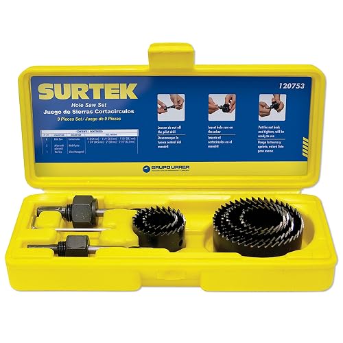 Surtek 120753 Juego de sierras cortacírculos, 9 piezas