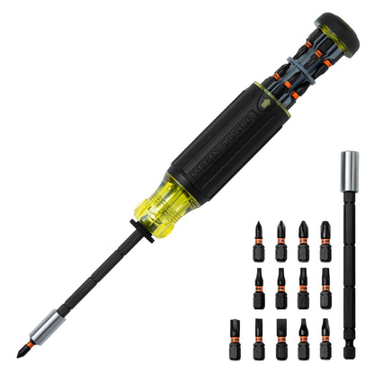 Klein Tools 32303 - Destornillador multipunta/destornillador de tuerca, clasificación de impacto 14 en 1 destornillador magnético Phillips, ranurado, cuadrado, combinado, Torx