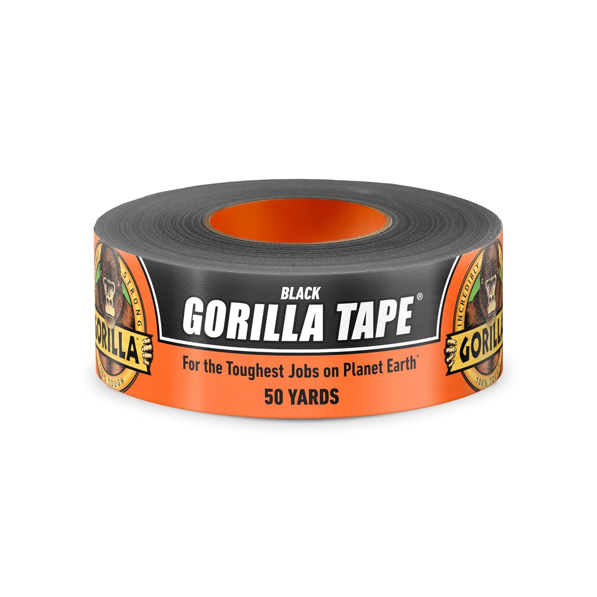Gorilla - Cinta adhesiva negra, 1.9 pulgadas x 50 yardas (paquete de 1) - Resistente y resistente a la intemperie para interiores o exteriores