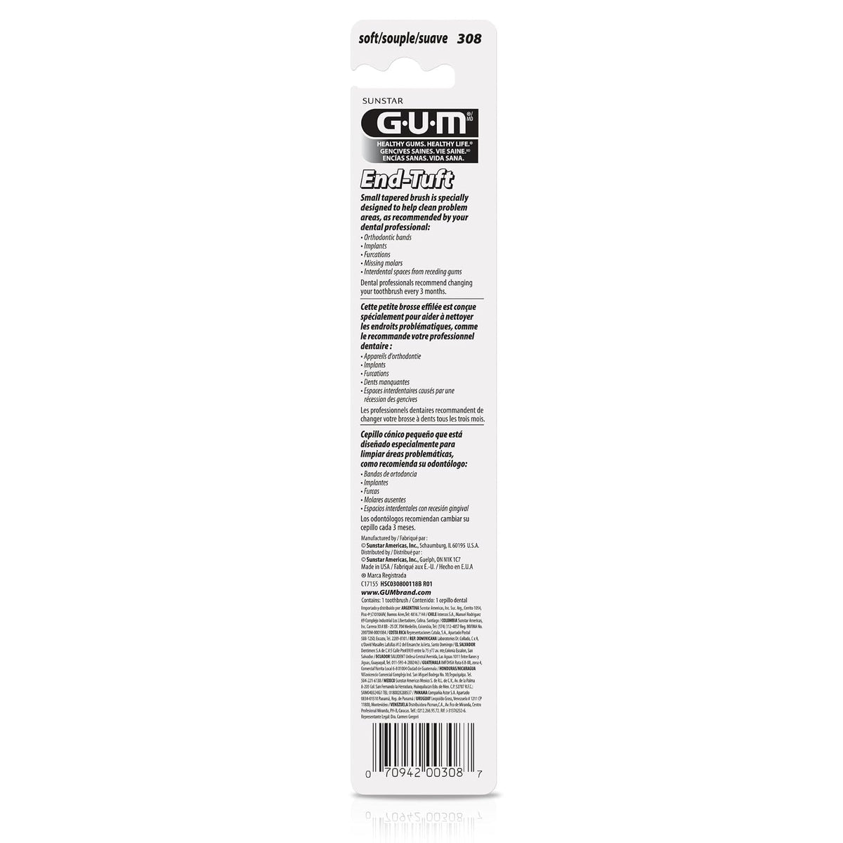 GUM End-Tuft - cepillo de dientes, 6 Brushes