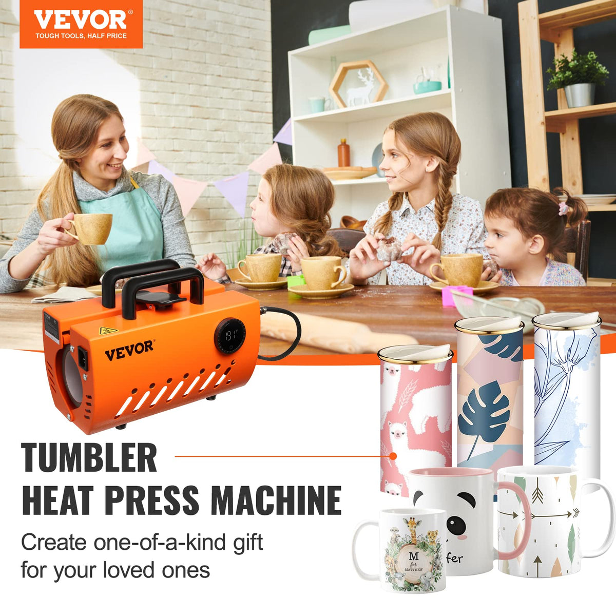 VEVOR - Prensa de calor para tazas, máquina de prensa de calor de vaso de 30 onzas, transferencia de sublimación de 11-15 onzas, 16-25 onzas, vasos rectos y delgados, prensa de calor de taza con