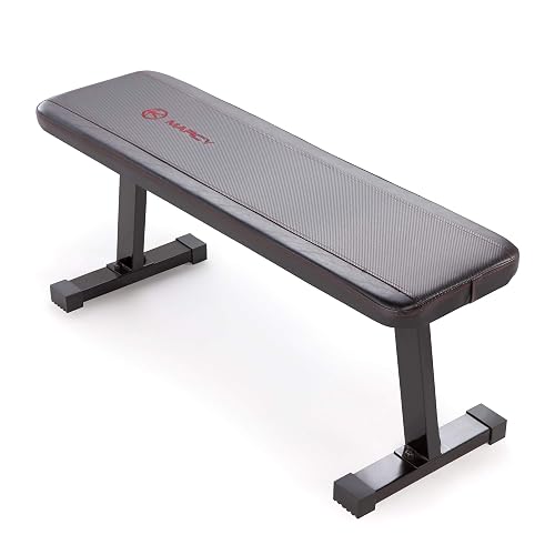 Marcy - Banco de pesas plano para entrenamiento de pesas y ejercicios abdominales