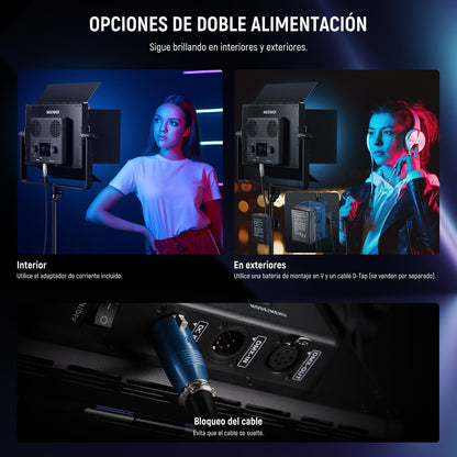 NEEWER PL60C RGB Panel LED Luz de Video App/2.4G/Control DMX, RGBCW Iluminación Estudio Fotografíco Pro/V Batería Alimentado para Grabación Streaming