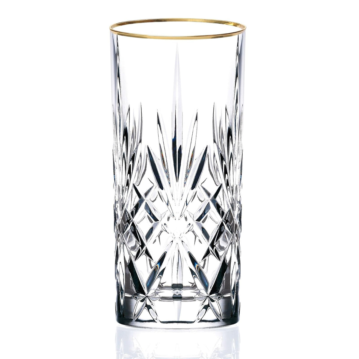 Lorren Home Trends Siena Collection Copas de Cristal con Borde Dorado - High Ball