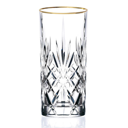 Lorren Home Trends Siena Collection Copas de Cristal con Borde Dorado - High Ball