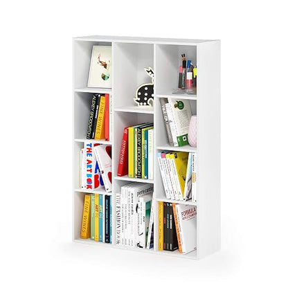 Furinno Estante Abierto Reversible de 11 Cubos, Librero Organizador, Color Blanco