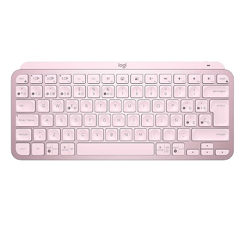 Logitech MX Keys Mini Teclado Inalámbrico Minimalista Iluminado, Compacto, Bluetooth, Retroiluminado, USB-C, Compatible con Apple macOS, iOS, Windows, Linux, Android, de Metal - Rosa