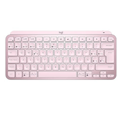 Logitech MX Keys Mini Teclado Inalámbrico Minimalista Iluminado, Compacto, Bluetooth, Retroiluminado, USB-C, Compatible con Apple macOS, iOS, Windows, Linux, Android, de Metal - Rosa