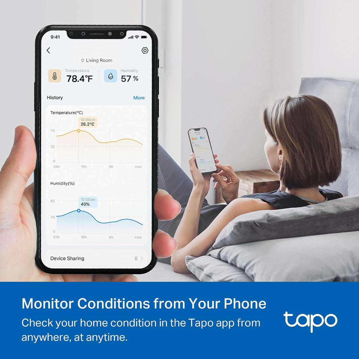 TP-Link Tapo T315 Sensor de temperatura y humedad con pantalla E-Ink de 2.7″, almacenamiento gratuito de datos en la nube para grabar hasta 2 años, compatible con Alexa (Requiere Hub)