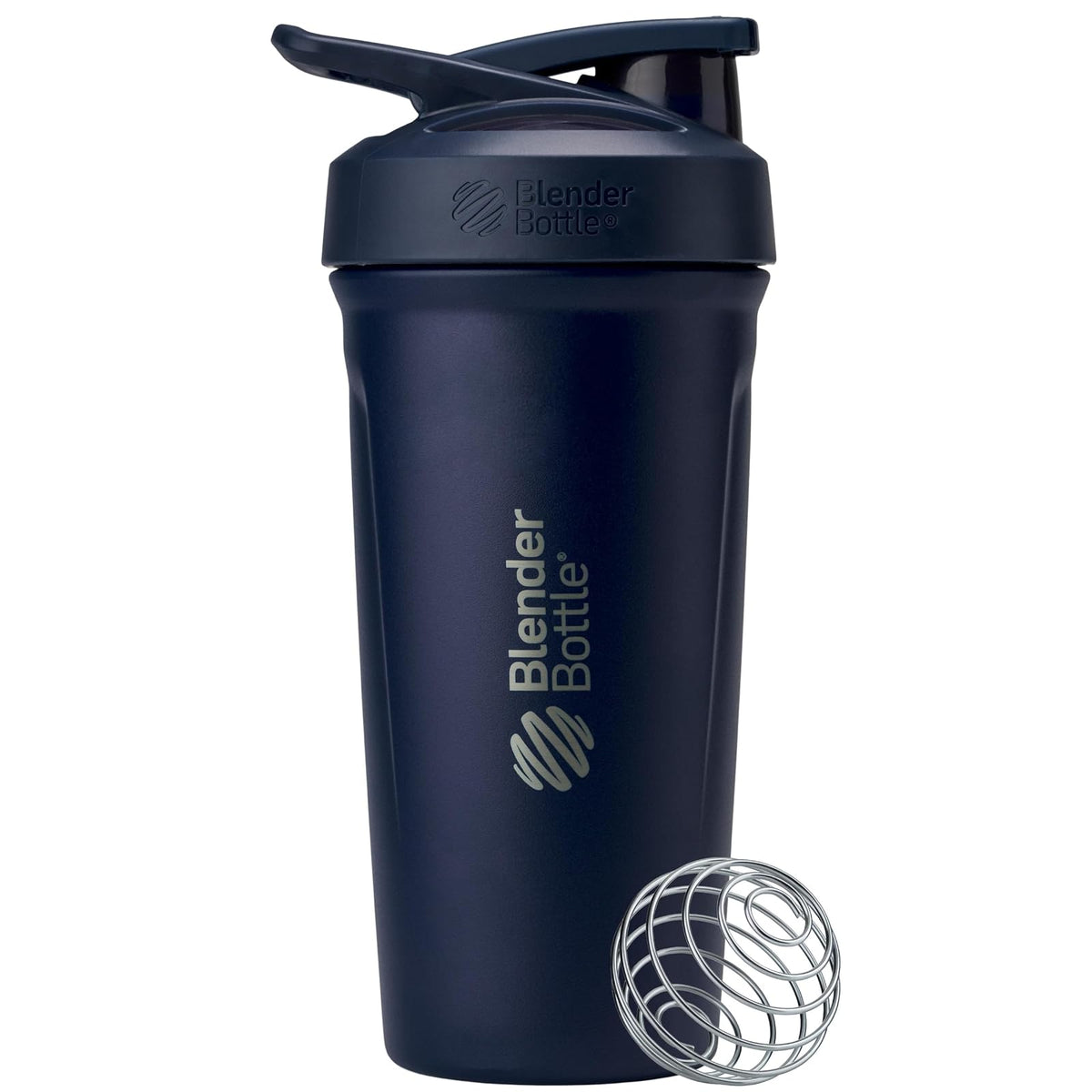 BlenderBottle Strada Botella Agitadora de Acero Inoxidable Aislada, 24 oz - Strada Flip - marino
