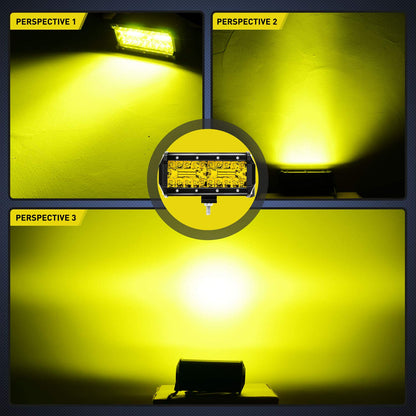 Nilight - Barra de luz LED, 2 unidades de luces de triple fila de 6.5 pulgadas, color ámbar