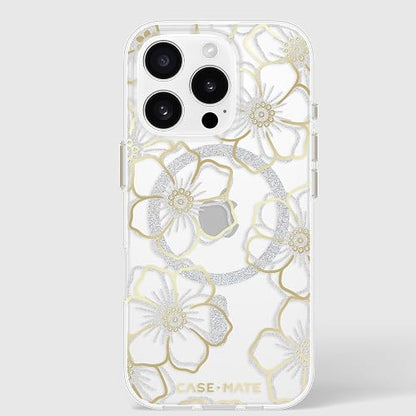 Case-Mate Funda magnética para iPhone 16 Pro Compatible con MagSafe, protección contra caídas de 12 pies - Floral Gems