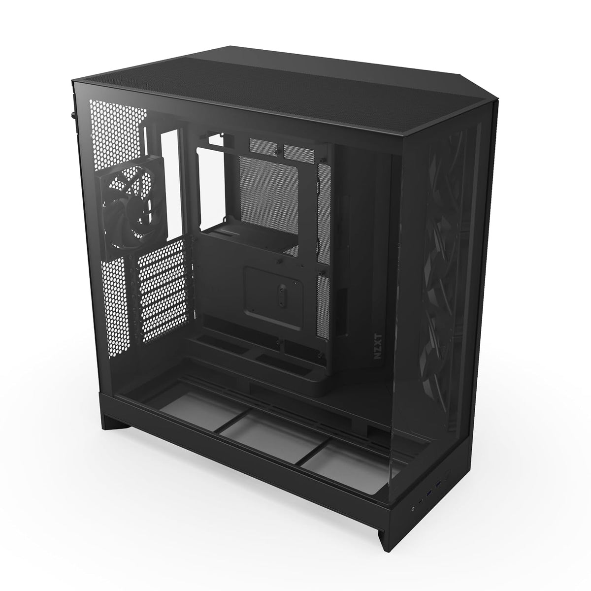 NZXT H9 Flow Gabinete ATX RGB Blanco con Paneles de Cristal - Non RGB Fans - H9 Flow (2025) - Negro