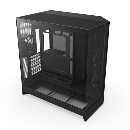 NZXT H9 Flow Gabinete ATX RGB Blanco con Paneles de Cristal - Non RGB Fans - H9 Flow (2025) - Negro