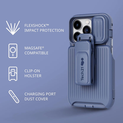 Tech21 iPhone 14 Pro EVO MAX Compatible con MagSafe® - Funda de teléfono Duradera, Resistente y Absorbente de Golpes con Funda y protección FlexShock de 20 pies