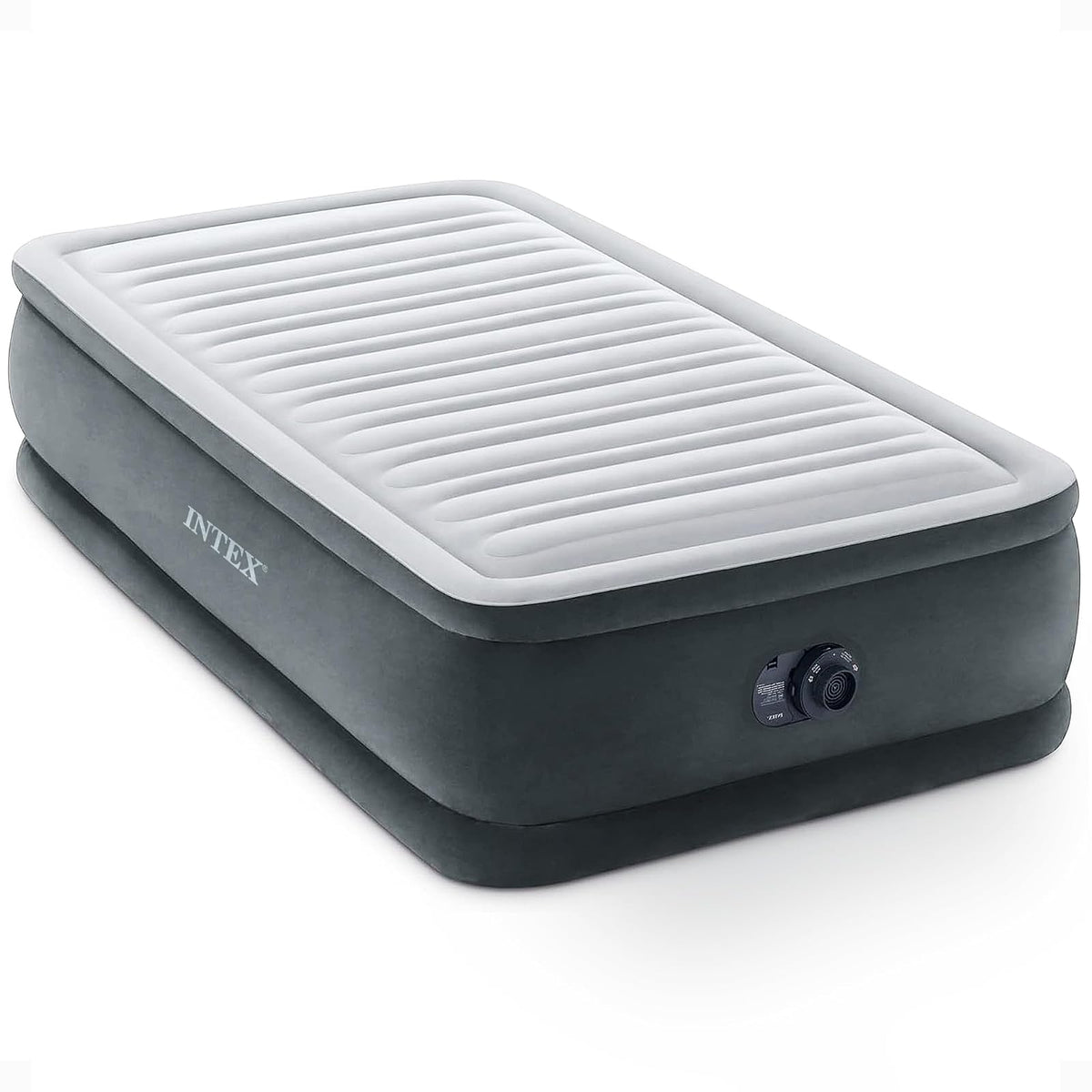 Intex Colchón de Aire Elevado con Bomba Eléctrica Interna - 13 pulgadas - Gris - Twin (300 lbs)