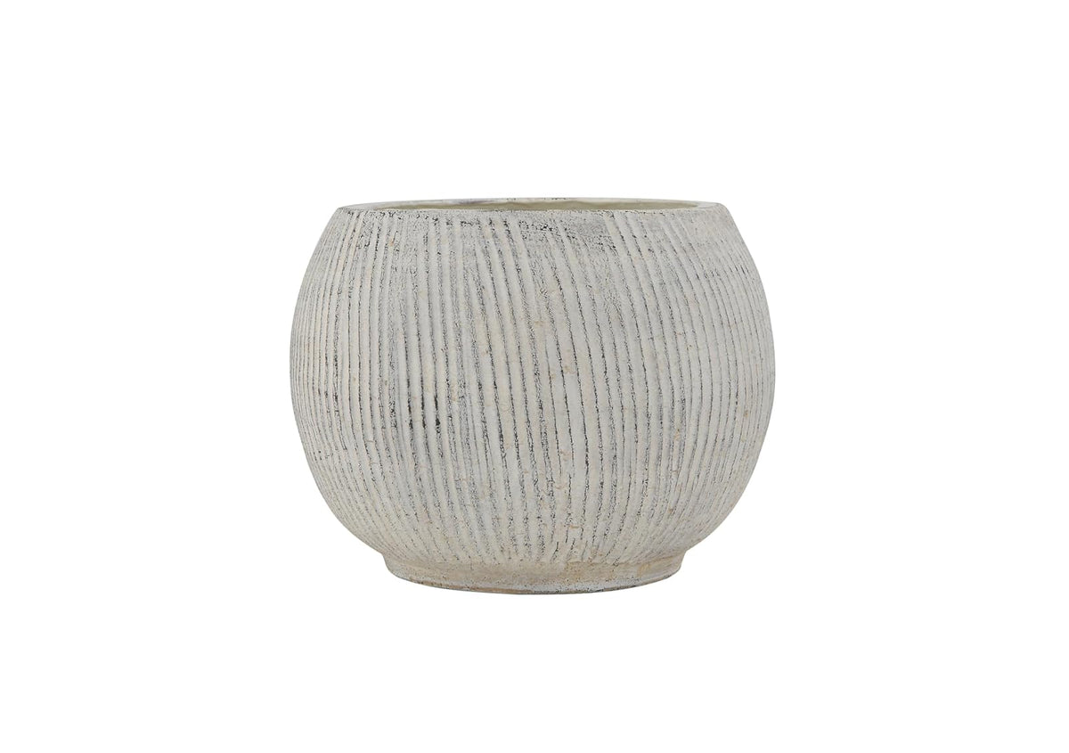 Creative Co-Op Macetero de Terracota Crema Envejecida con Textura estriada