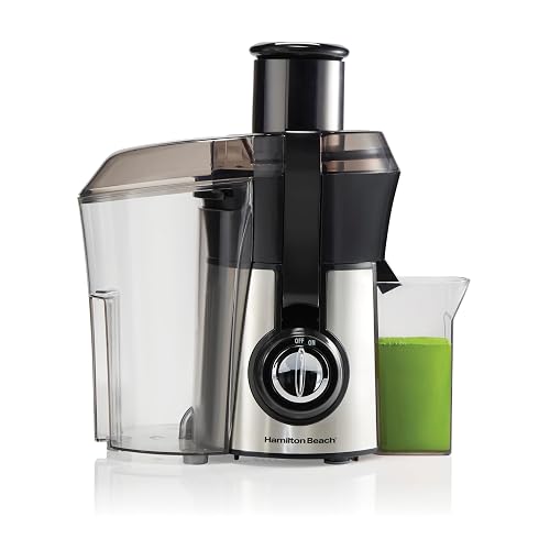 Hamilton Beach 67608Z Extractor de Jugos Big Mouth, Boca Ancha, 800 WATTS, Mediano, Plateado con Negro.