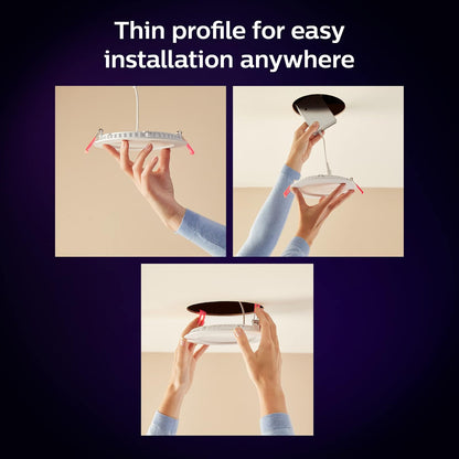 Philips Hue Smart Slim - Downlight LED de 6 pulgadas - Luz blanca y ambiental de color que cambia de color, 1 paquete - 1200 lm, interior - Control con aplicación Hue - Funciona con Alexa Google