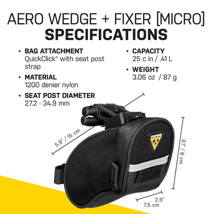 Topeak Aero Wedge Pack, w/ Fixer F11, Micro