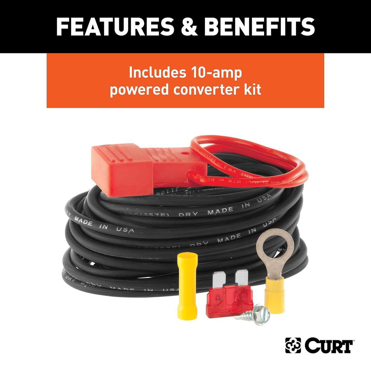 CURT Kit de Convertidor de Luz Trasera de Remolque de 3 a 2 Cables 59187, 4 Pines