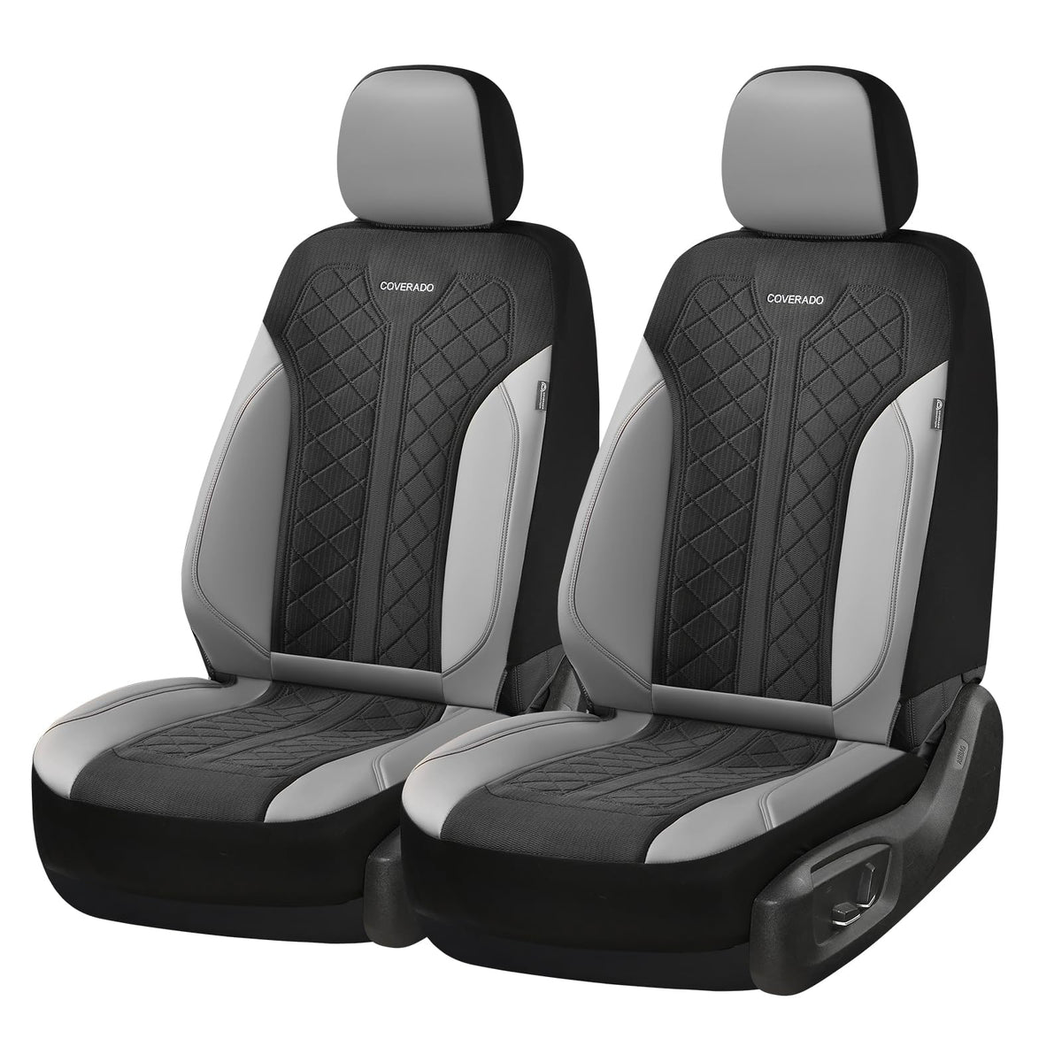 Coverado - Juego Completo de Fundas de Asiento para automóvil, Fundas de Asiento de automóvil, Fundas de Asiento de Piel, diseño de Malla, Protectores de Asiento de Conductor Negro, Ajuste Universal