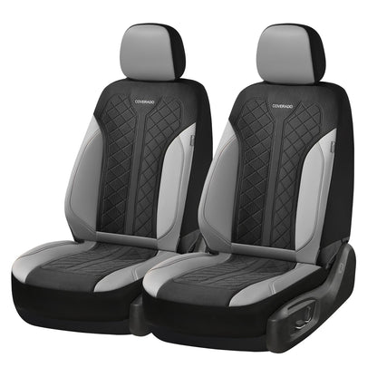 Coverado - Juego Completo de Fundas de Asiento para automóvil, Fundas de Asiento de automóvil, Fundas de Asiento de Piel, diseño de Malla, Protectores de Asiento de Conductor Negro, Ajuste Universal
