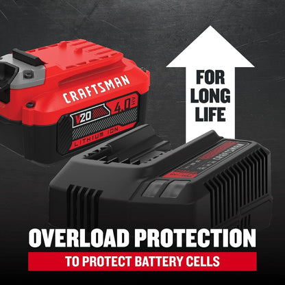 Craftsman Batería 20V 4.0Ah CMCB204-2CK | 2 unidades, iones de litio con cargador, celdas de alto rendimiento