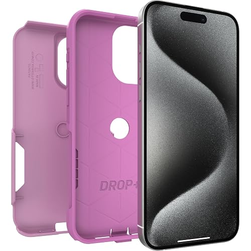 Otterbox Funda para iPhone 15 Pro MAX (Solo) Commuter Series - Run Wildflower (), Delgada Y Resistente, Apta para El Bolsillo, con Protección para Puertos Rosa