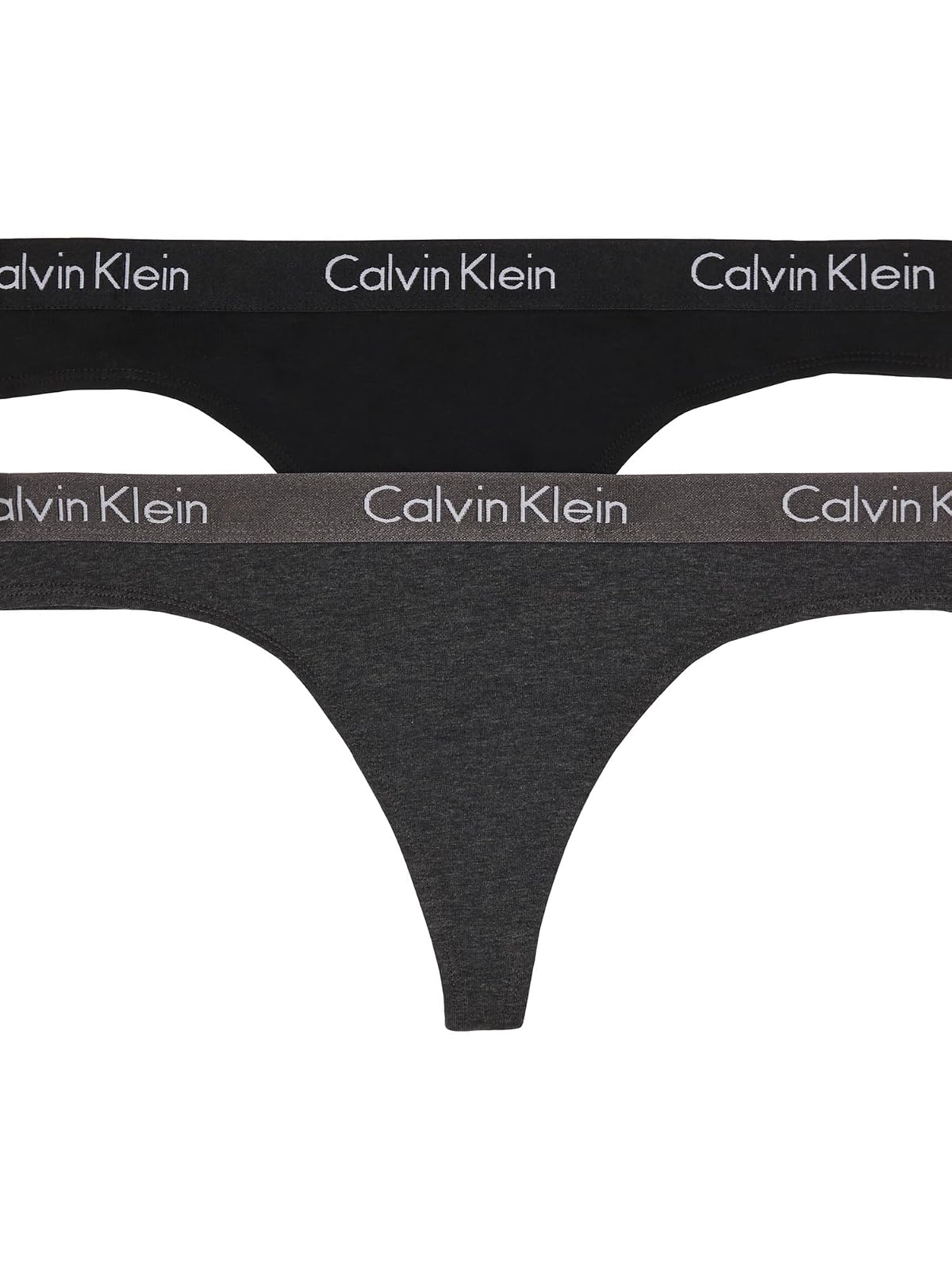 Calvin Klein Tanga de Algodón para Mujer Paquete de 3 - CH - Carbón jaspeado - negro