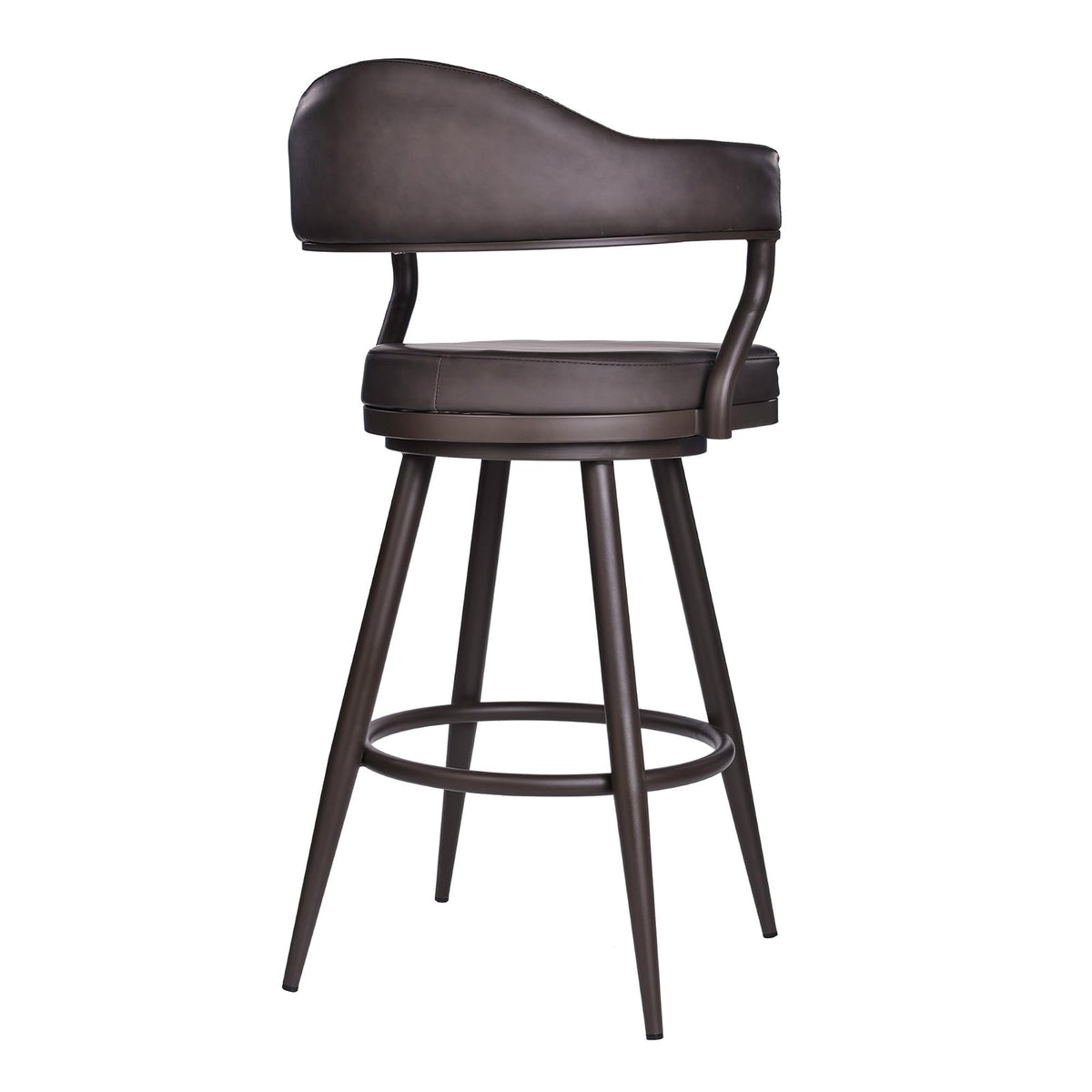 Armen Living Justin Modern Farmhouse - Taburete de Bar de Piel sintética de 76 cm con Patas de Metal café para mostrador de Isla de Cocina