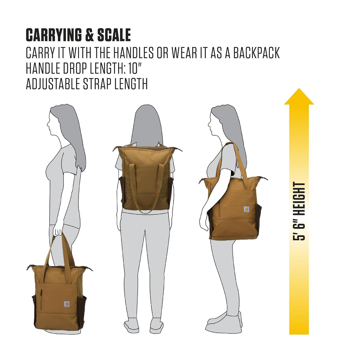 Carhartt Classic Convertible Backpack Tote, Durable Water Repellent Material W/ 17" Laptop Sleeve Mochila convertible clásica Unisex adulto