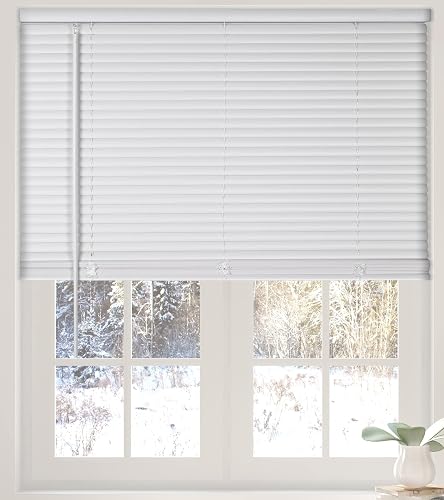 Calyx Interiors - Mini persianas de Filtro de luz sin Cable, Color Blanco de 1 Pulgada de Ancho x 36 Pulgadas de Alto, persianas horizontales de Vinilo para Ventanas Interiores