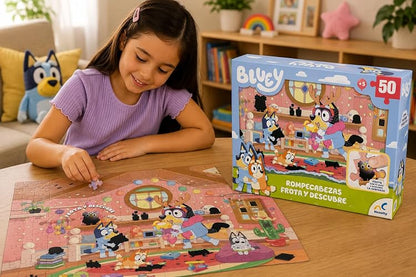 NOVELTY CORP Rompecabezas Infantil Frota Y Descubre Bluey 50 Pzs