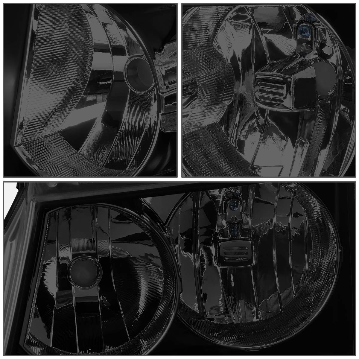 DNA Motoring Par de Faros Delanteros Halogen, Negro/Humo/Ámbar, HL-OH-CSA07-BK-SM-AM [compatible con Chevy Tahoe/Suburban/Avalanche 2007-2013]