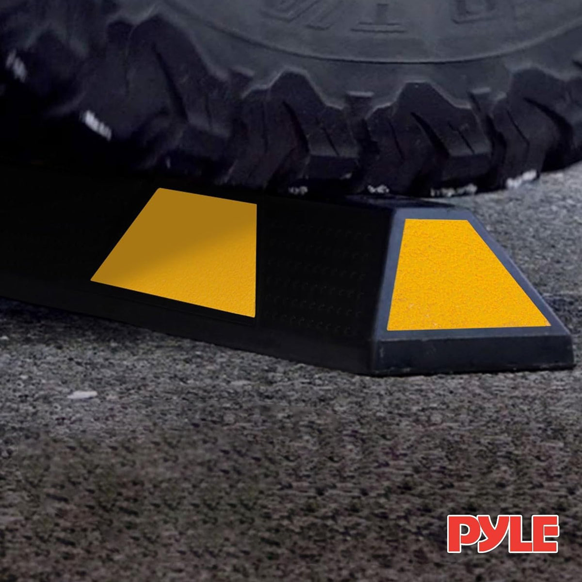 Pyle Tope de Estacionamiento para Garaje, Tope de Piso de Goma Extra Ancho de 183 cm, Resistente para Estacionamientos, Ideal para Vehículos, Camiones, Entradas, Protege Parachoques, Negro