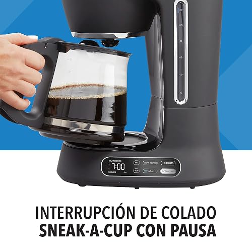 PowerXL Cafetera Programable 12 Tazas para Café Frío y Caliente, CM0122 | Panel digital para tener tu café listo cuando desees, con sistema de goteo Vortex para un sabor intenso y fresco