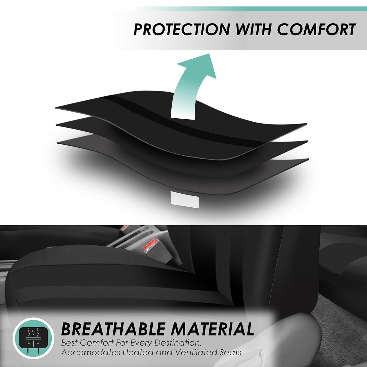 FH Group - Fundas de Asiento de Automóvil a Rayas, Ajuste Universal, Respaldo bajo y Delantero, compatibles con Bolsas de Aire, Fundas de Asiento Lavables para Automóviles, SUV, Furgonetas, sedanes, Color