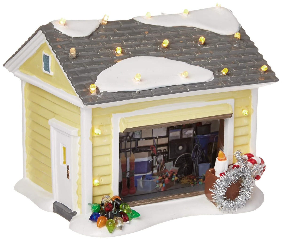 Department 56 Departamento 56 National Lampoon día Festivo de Navidad del Primo Eddie RV 4056686 Snow Village Christmas Vacation The Griswold Holiday Garage Iluminado Edificio, Multicolor