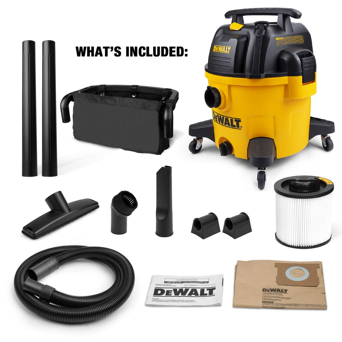 DEWALT DXV09PA - Aspiradora de Tienda Resistente con Accesorios, 5 Picos HP, con función de soplador, 9 galones