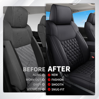 Huidasource Tacoma - Fundas de Asiento Delantero para automóvil de Cobertura Completa, Funda de Asiento de camión Negro para automóvil de Doble Cabina 2005-2015, 2ª generación, Base de Toyota Tacoma