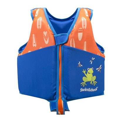 Swimschool - Entrenador de natación, talla pequeña/mediana, chaleco de natación con mangas para los hombros, correa de seguridad ajustable y cuello extraíble para la barbilla, rosa y aguamarina - Chaleco de natación M - L Azul - Naranja - Mediano - Grande