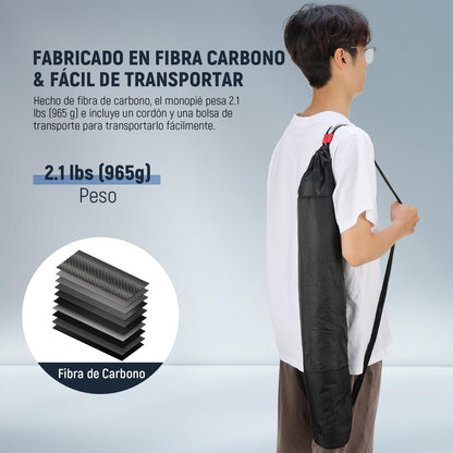 NEEWER 71,6" Monopié Cámara, Trípode Viaje Ligero Fibra Carbono con Base Desmontable para Grabación Video con Videocámara DSLR, Palo Selfie Telescópico y Trekking Bastón, Carga Máxima 6kg, TP71