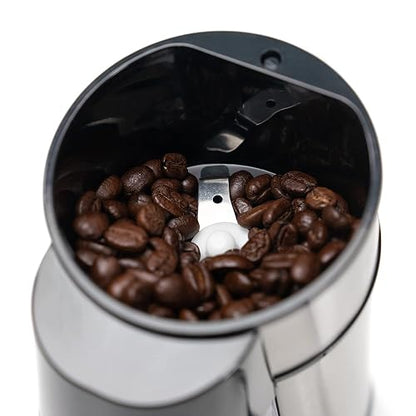 Hukën x MasterChef | Molino de Café Eléctrico Premium Grind+ 50 g | Depósito Desmontable | Molienda por Botón | Cuerpo y Aspas de Acero Inoxidable | Motor 150 W | Compacto y Potente