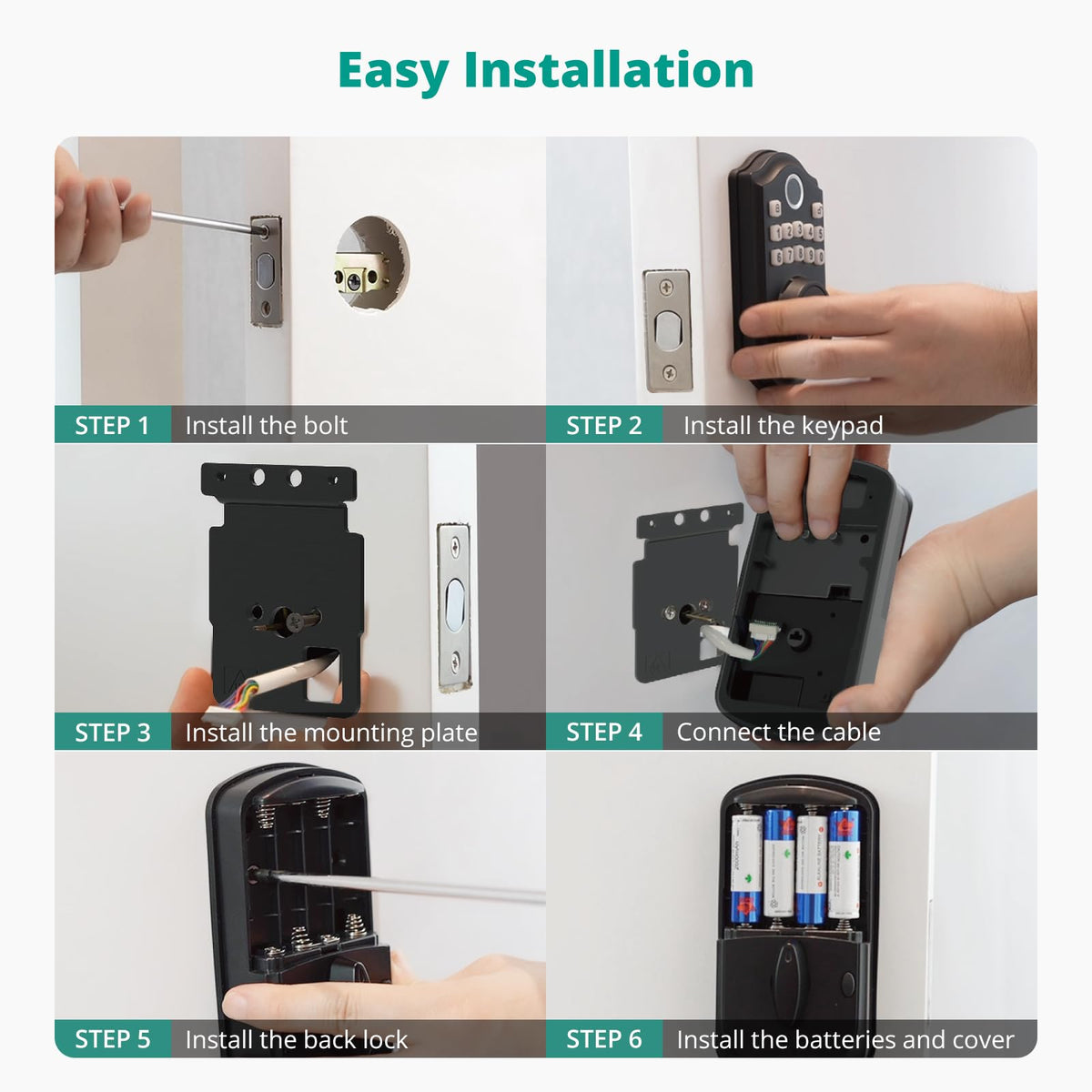 AkaGear DS10 - Cerradura de puerta de entrada sin llave, bloqueo de puerta de entrada sin llave, bloqueo de teclado electrónico, cerradura de puerta inteligente, cerradura de teclado para puerta
