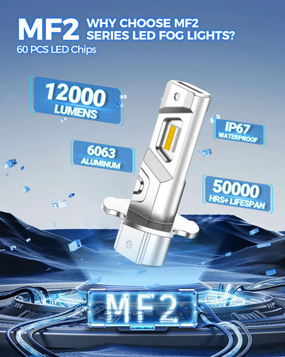 Marsauto Bombilla LED H3 Antiniebla Ámbar 12000 Lm | 50000 horas, luz ámbar 3000K, más brillante, fácil instalación