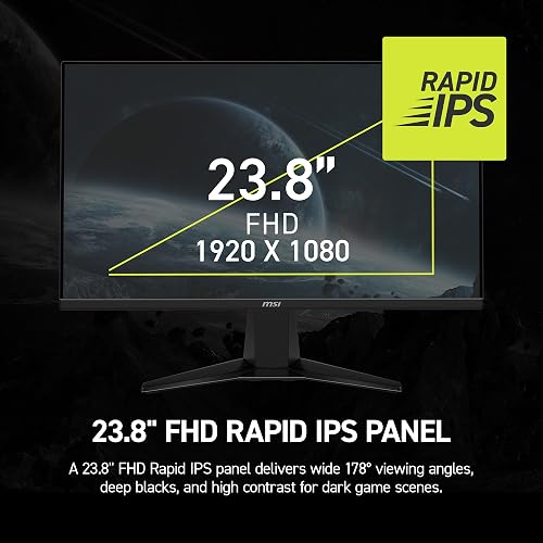 MSI mag 245F X24 Monitor para Juegos de 24 Pulgadas 1920 x 1080 (FHD), 240 Hz, FreeSync Premium, Compatible con HDR, HDMI, Puerto VGA, Montaje VESA, inclinable, Marco Delgado de 4 Lados 0,5 ms, Negro