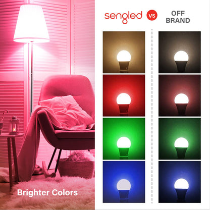 Element Color Plus by Sengled - Kit de iniciación (2 bombillas A19 + casquillo) 16 millones de colores/blanco (2000-6500 K), LED inteligente, funciona con Alexa & Google Assistant, 2 Pa